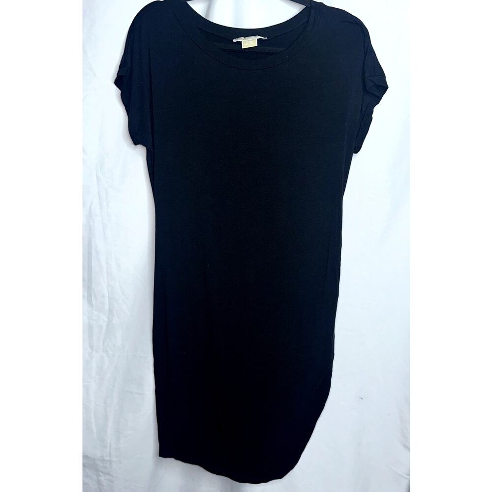 Michael Kors Womens Size Large Black Ruched Side Hem Short Sleeve Dress